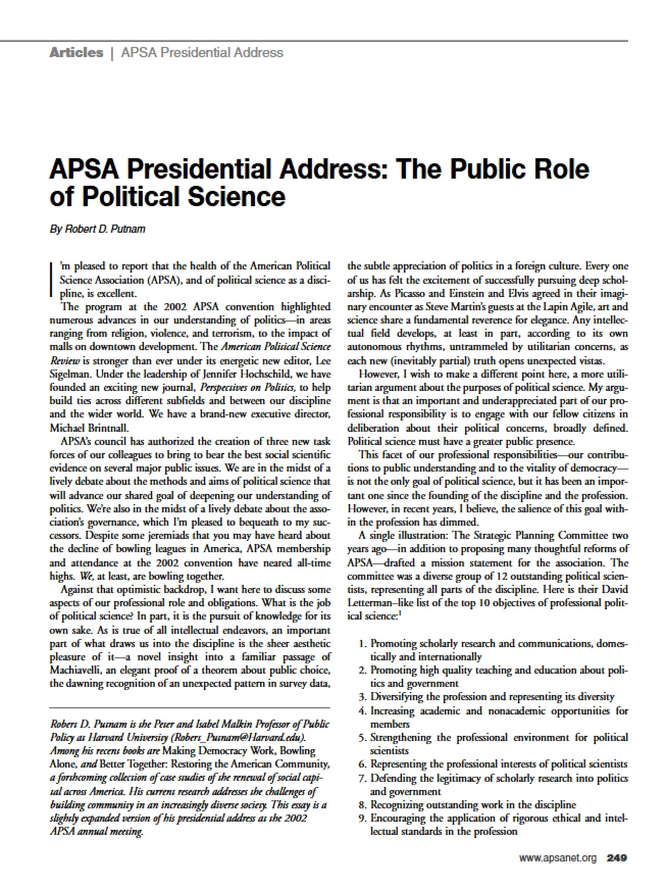 Political Science's Role in Public