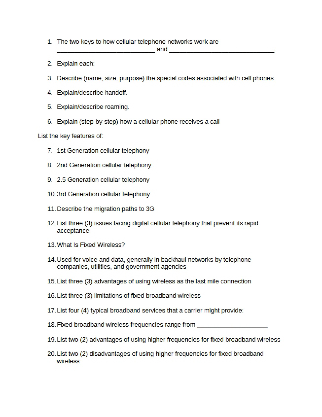 Wireless Intro Study Guide