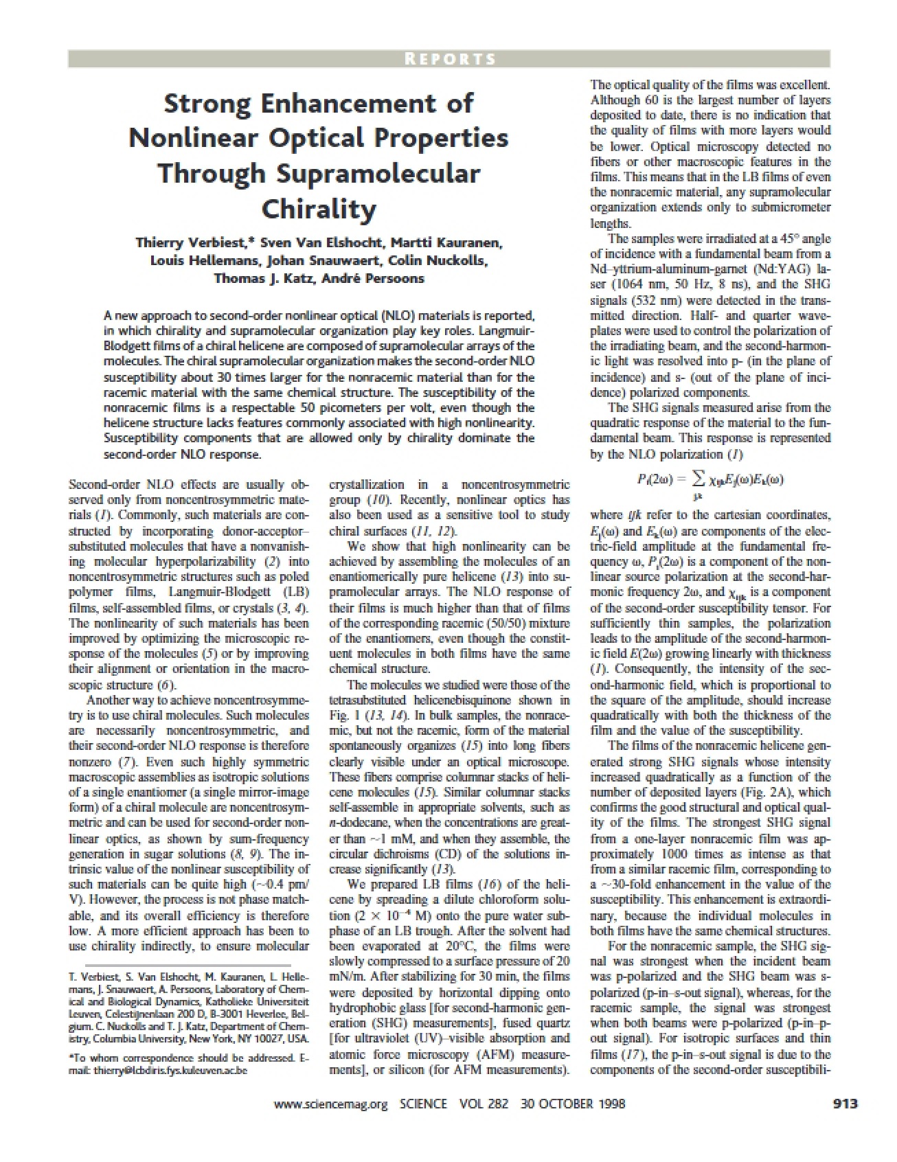 Nonlinear Optical Properties Strong Enhancement