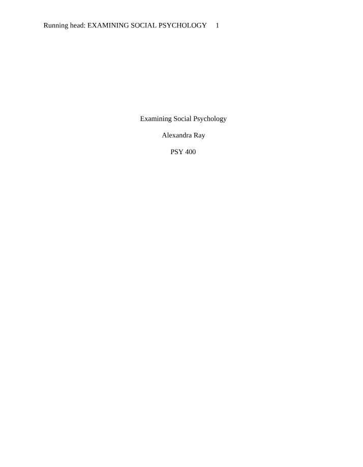 Social Psychology Examination