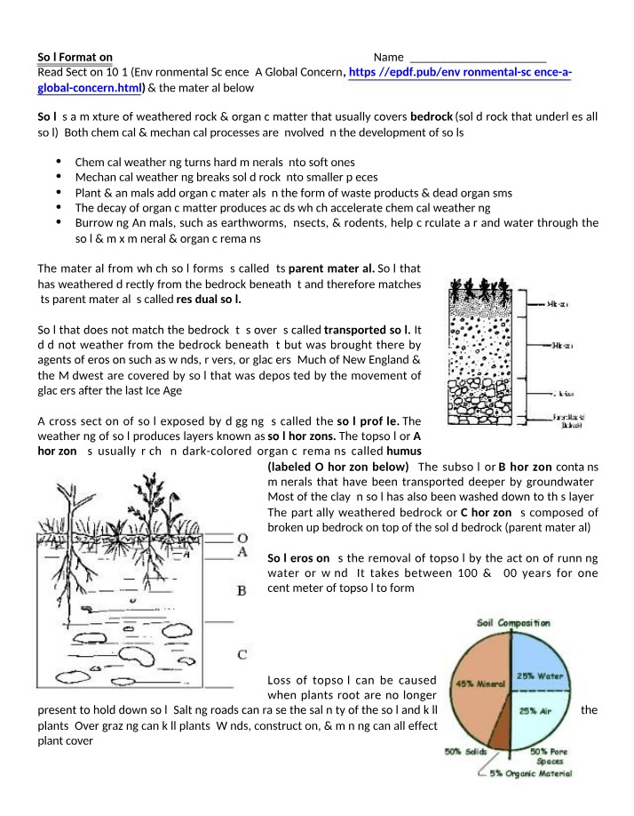 Chemical and Mechanical Processes in Soil Formation and Weathering