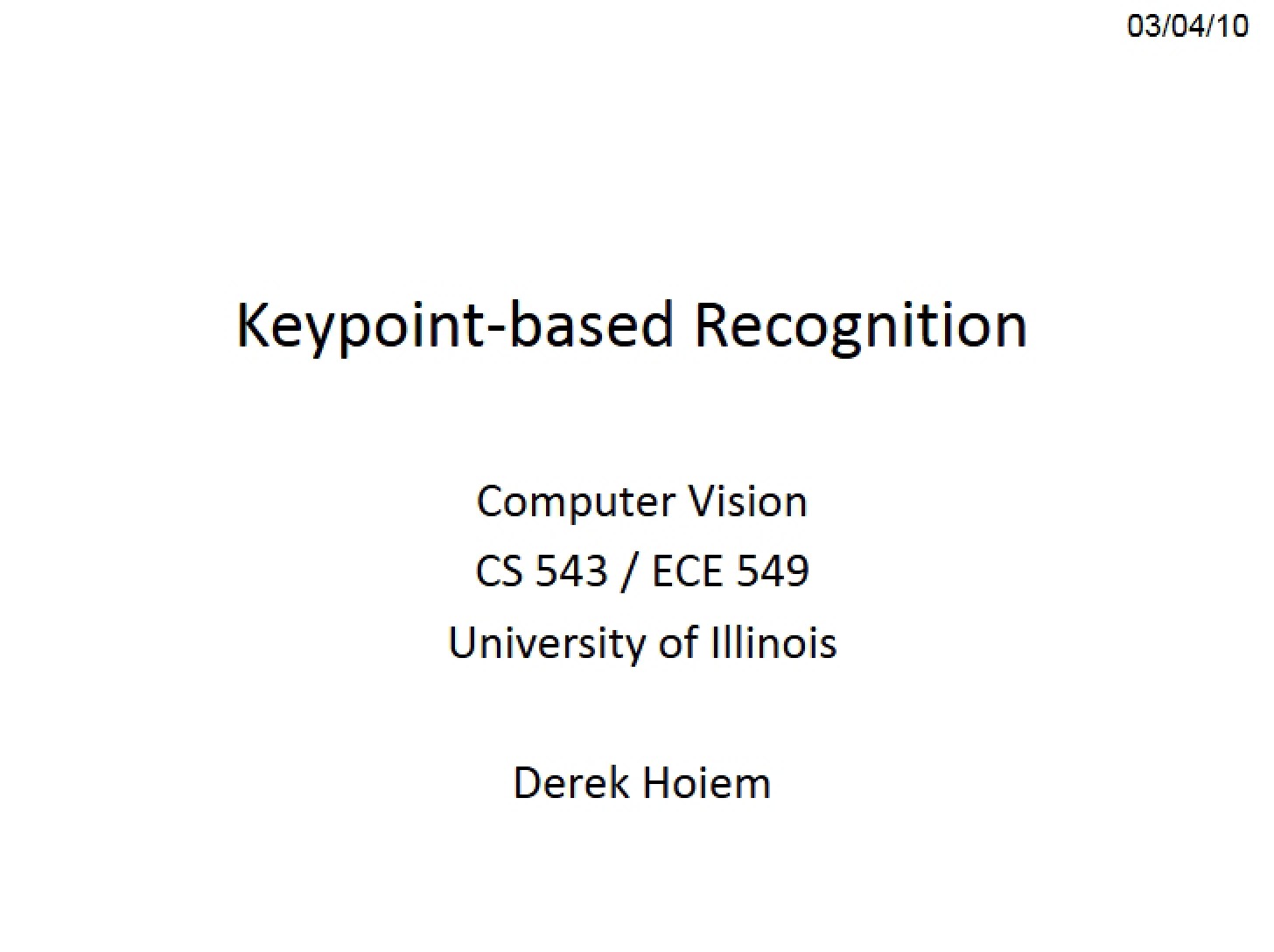 Recognition via Keypoints