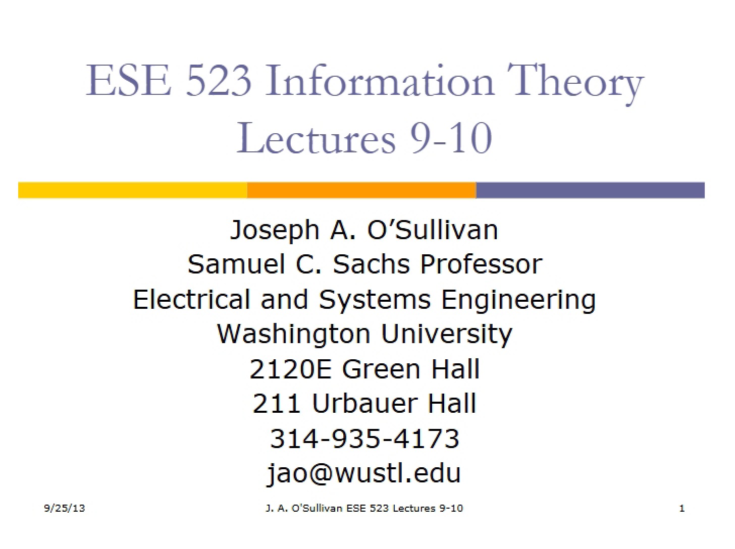 2013 Lecture Nine