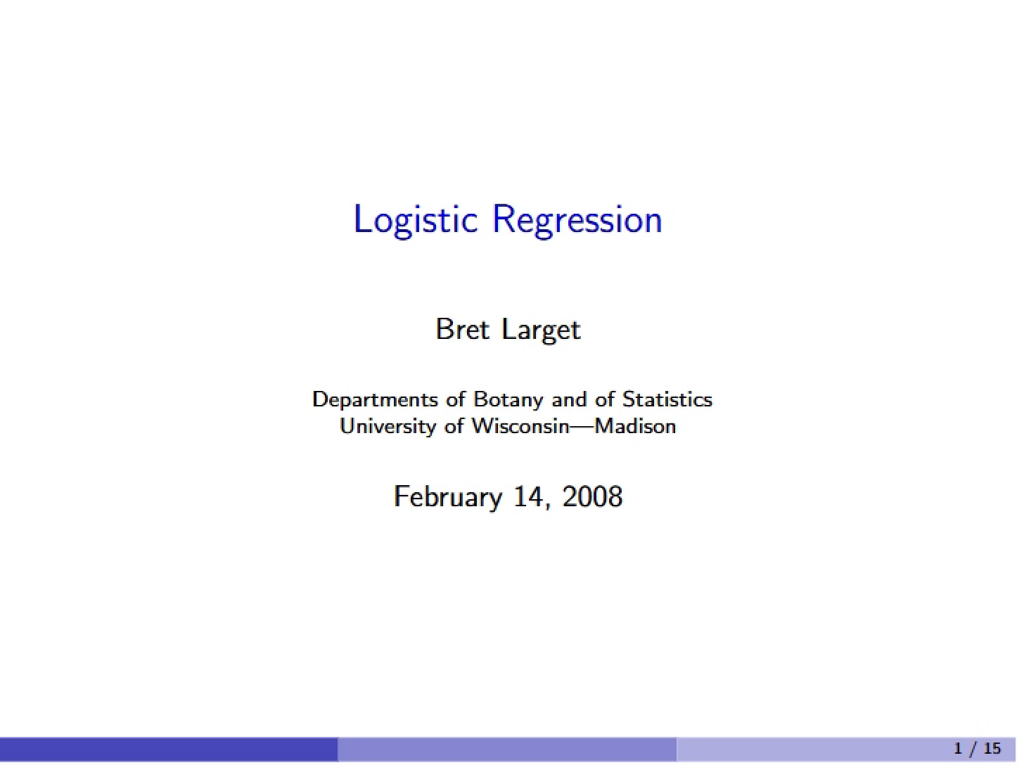 Regression using Logistics