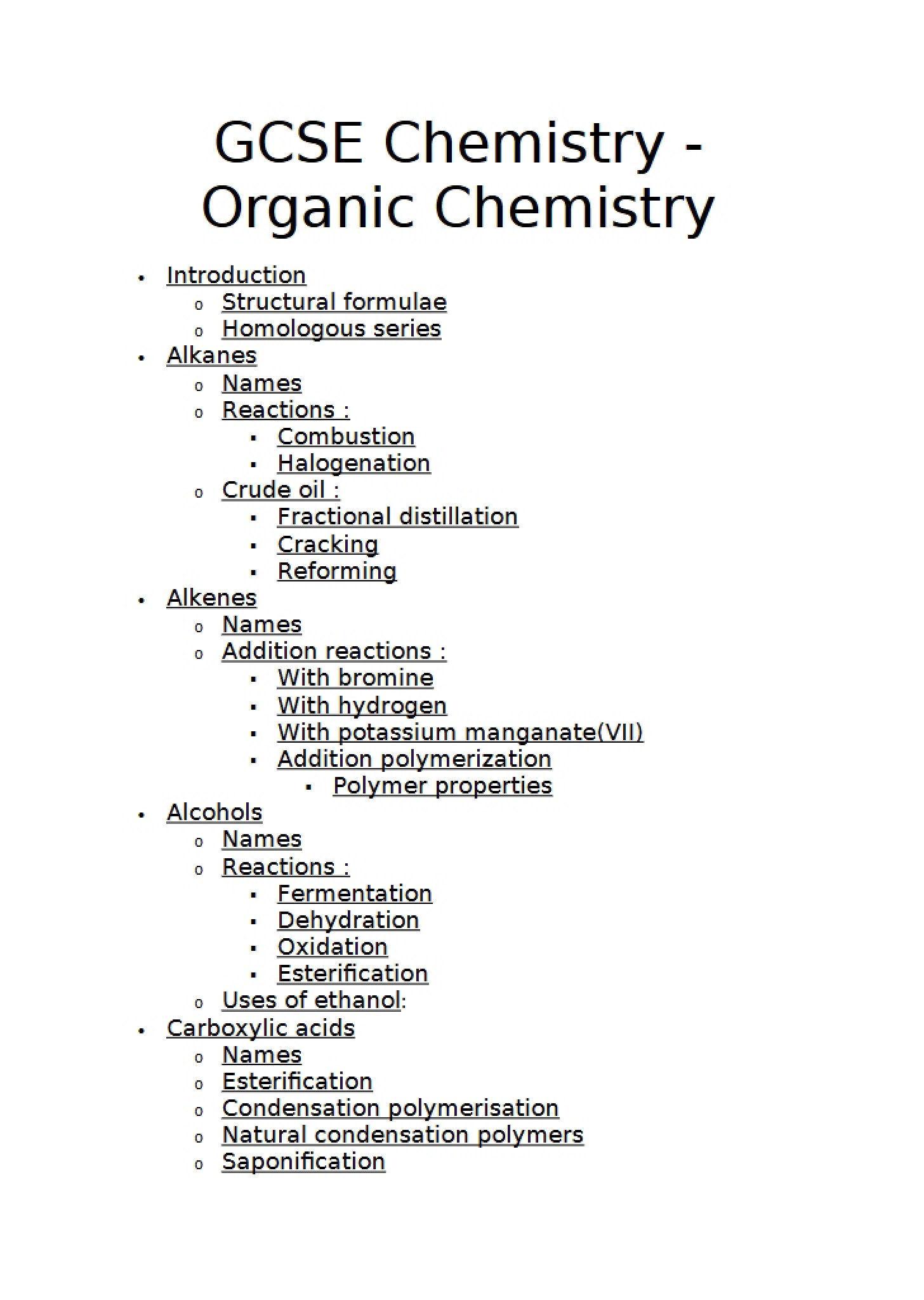 Chemistry Organic