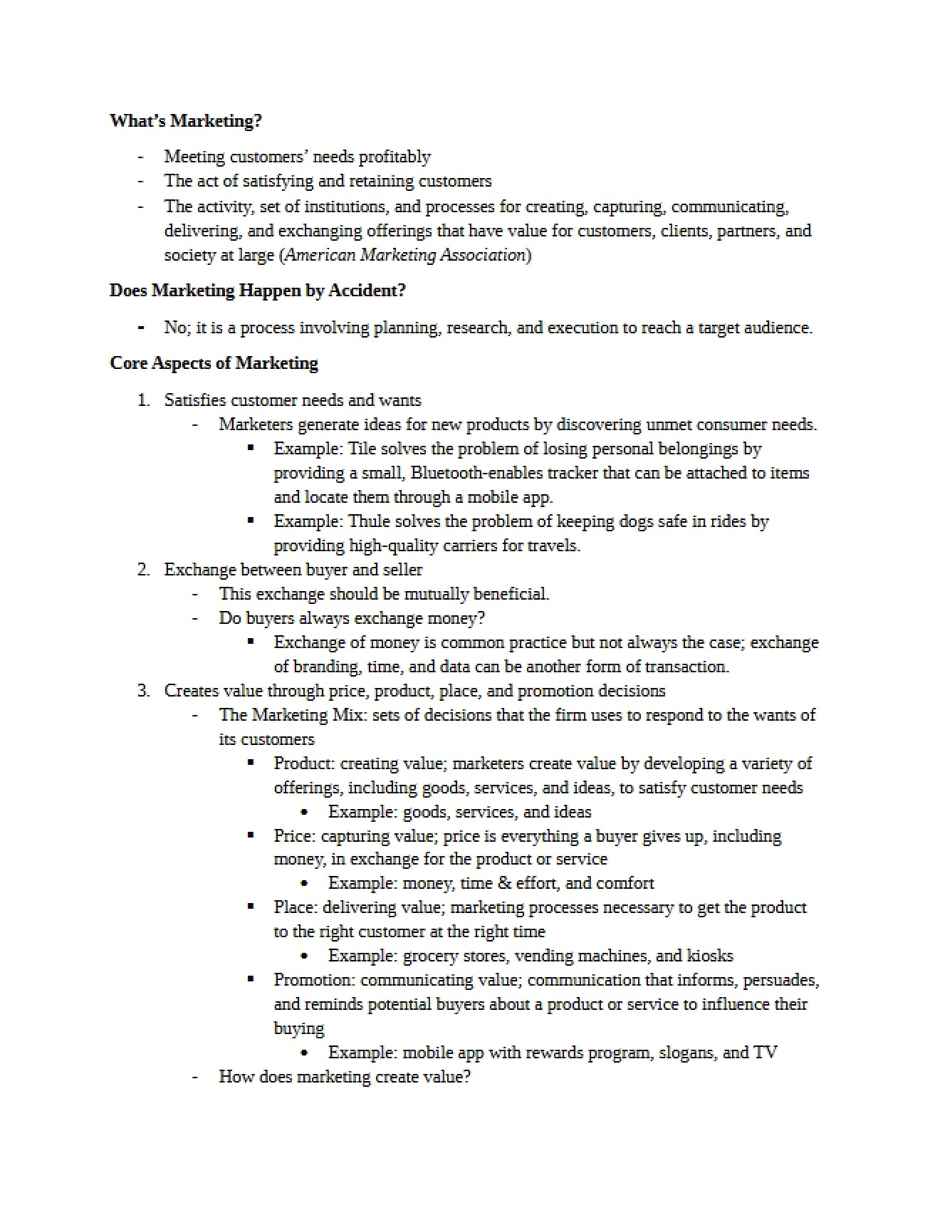 Review for the Marketing Final Exam