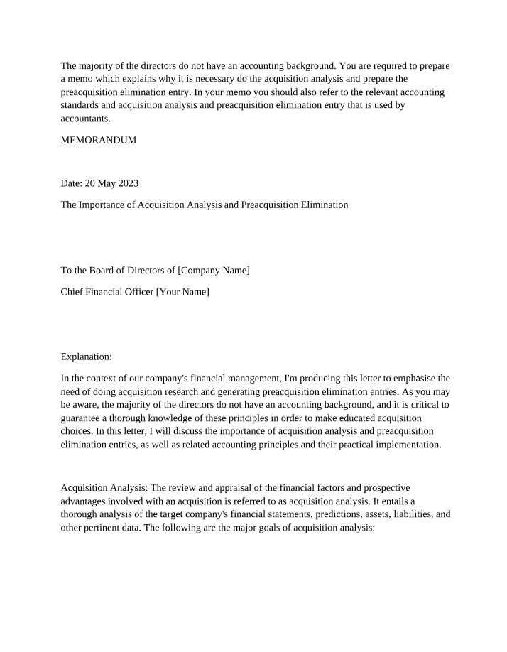 Memorandum for Accountants
