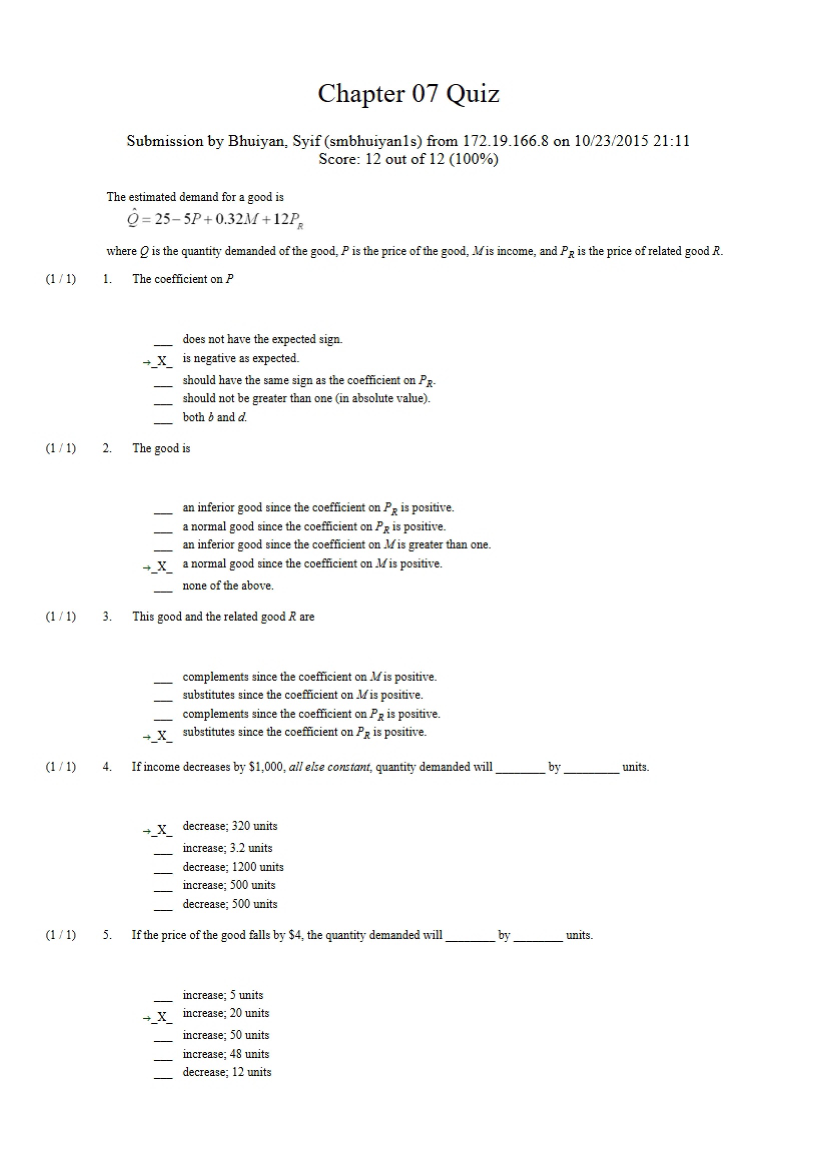 Quiz Chapter Seven