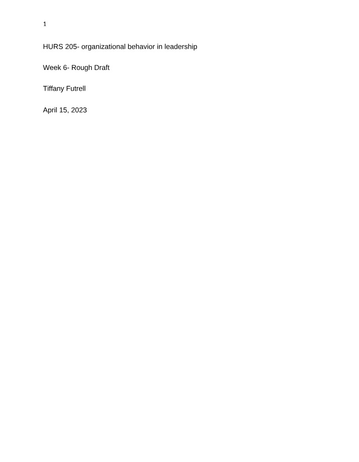 Week 6 Rough Draft for HURS 205