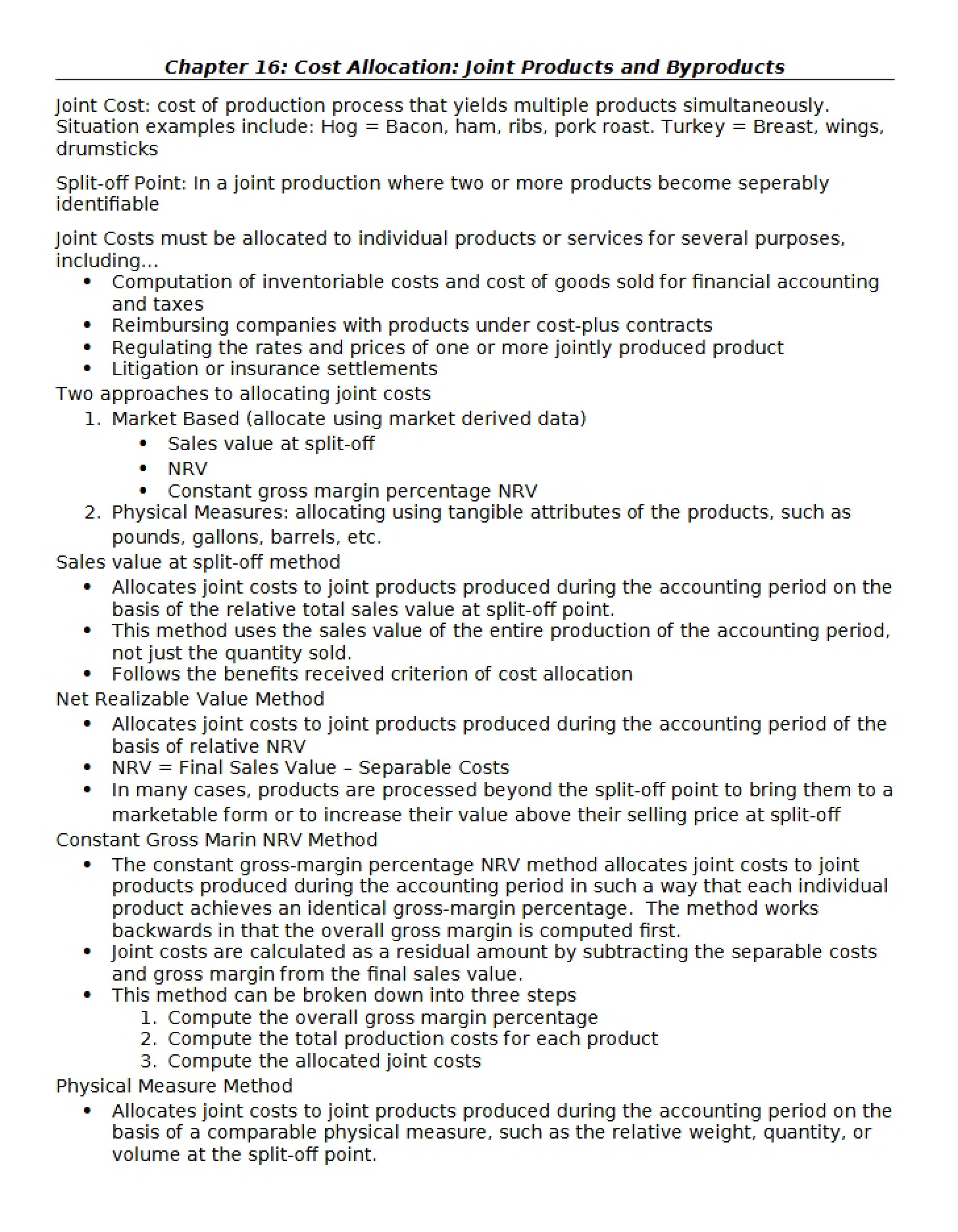 Joint and Byproduct Costing Strategies (Chapter 16)