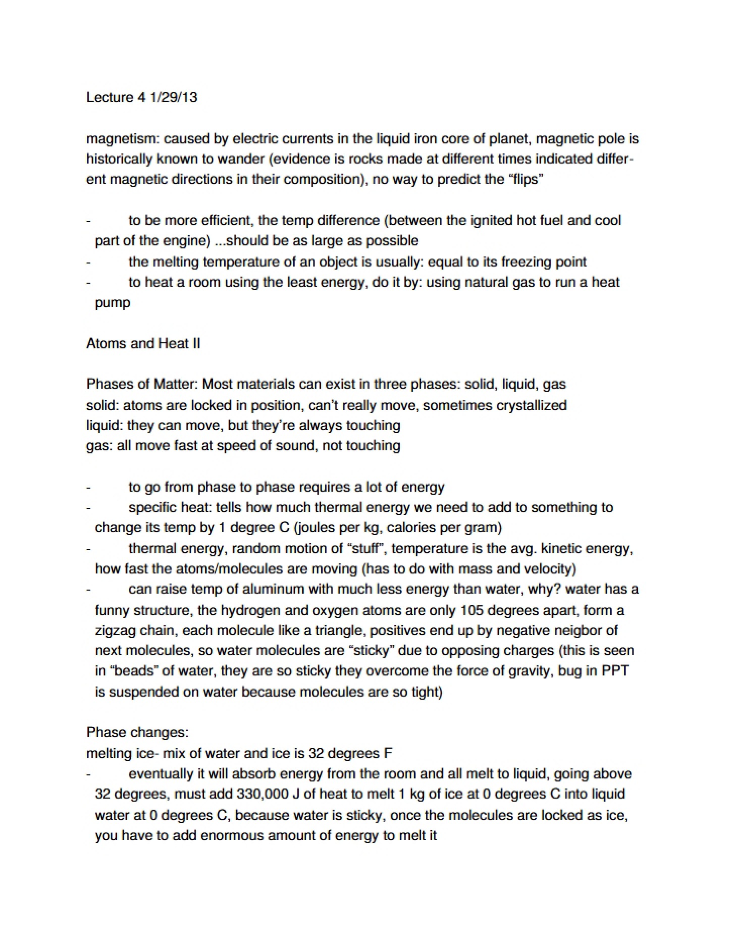 Notes from Lecture