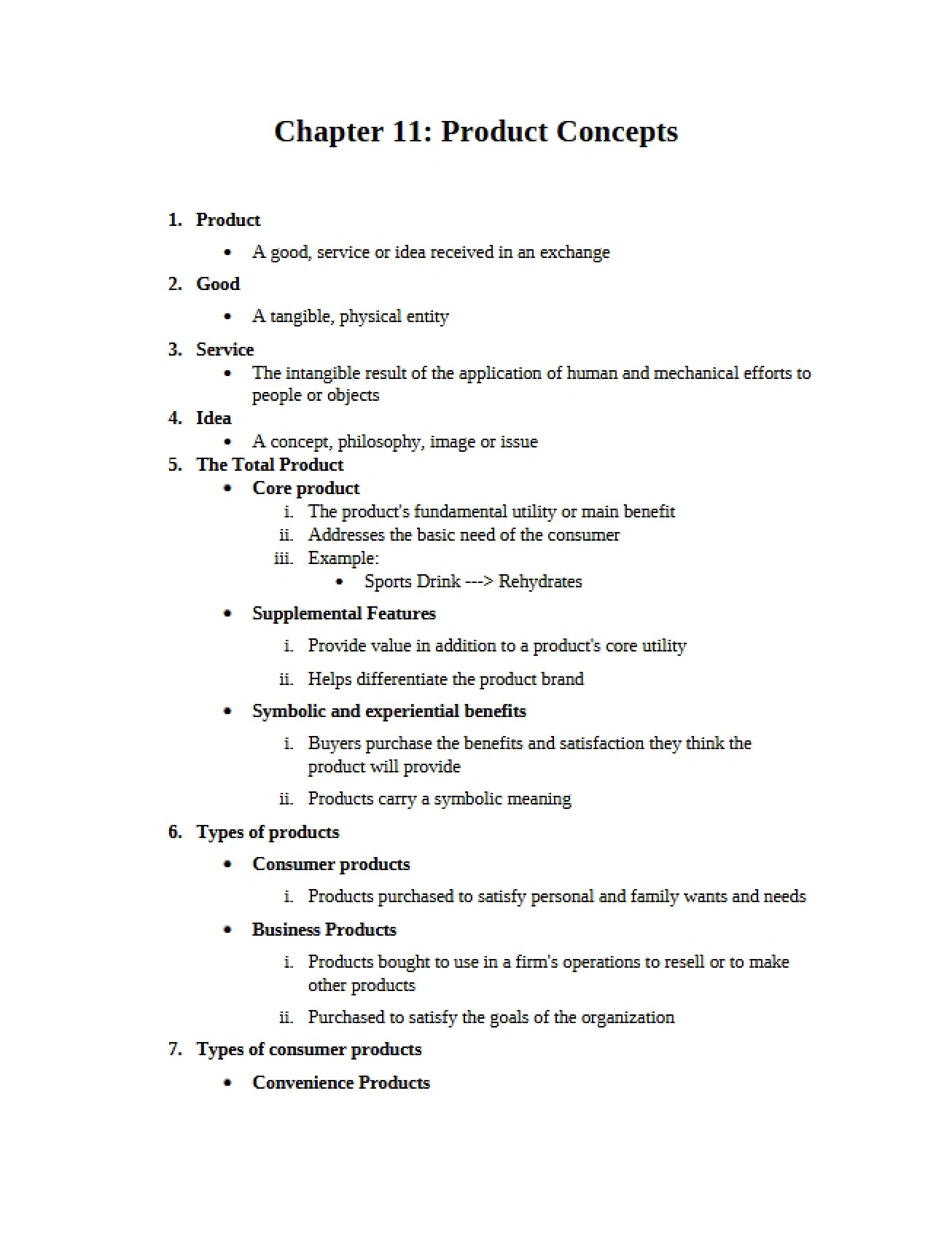 Product Concepts, Chapter 11