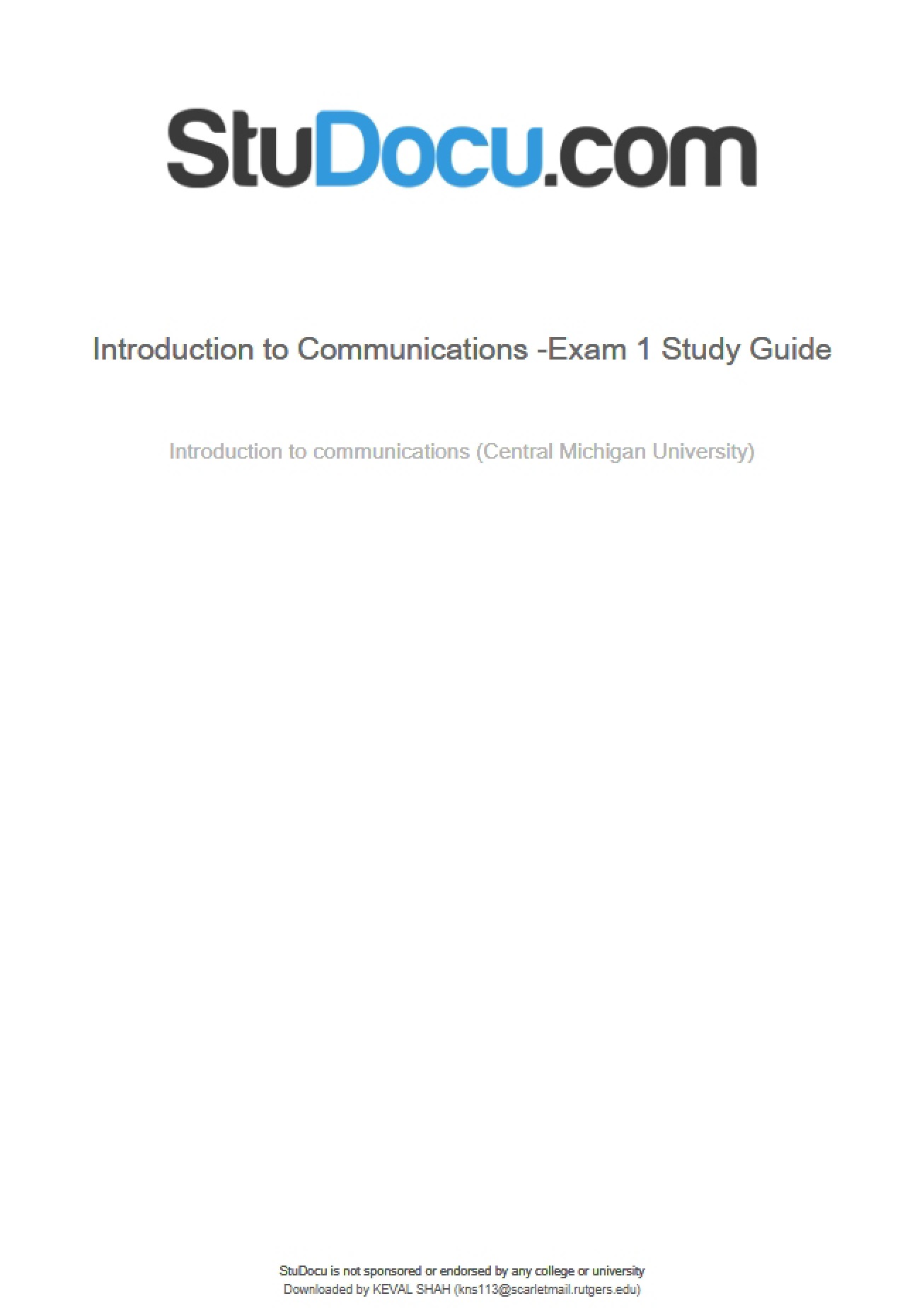 Guide for Exam One Study