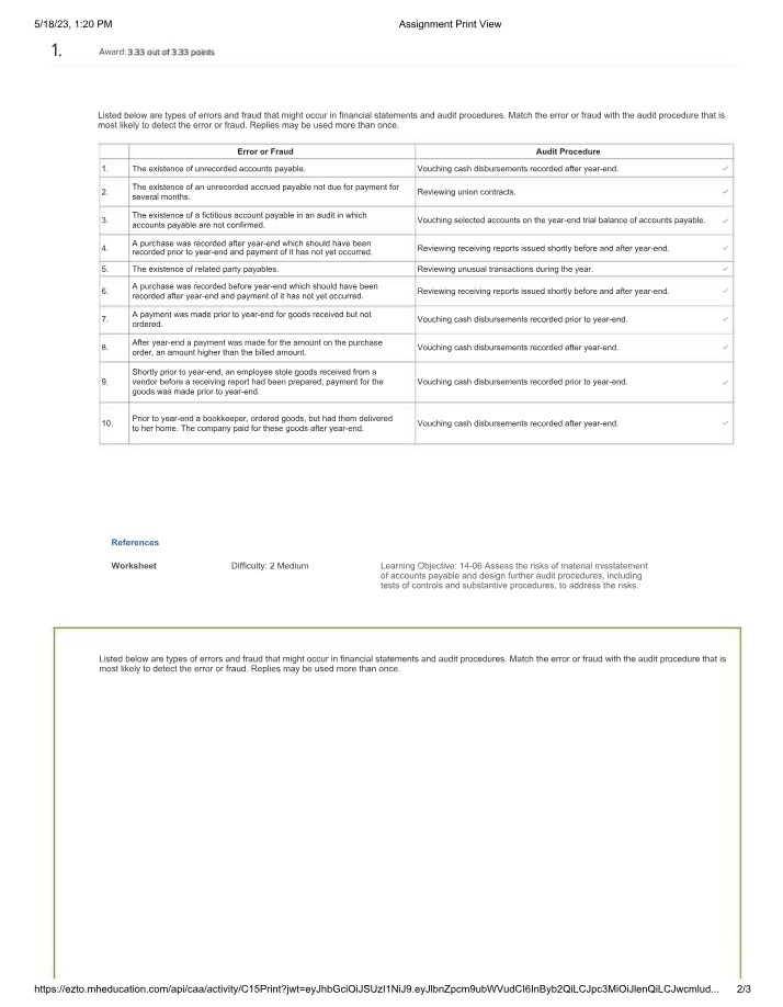 Audit Procedures - Accounts Payable Errors and Fraud