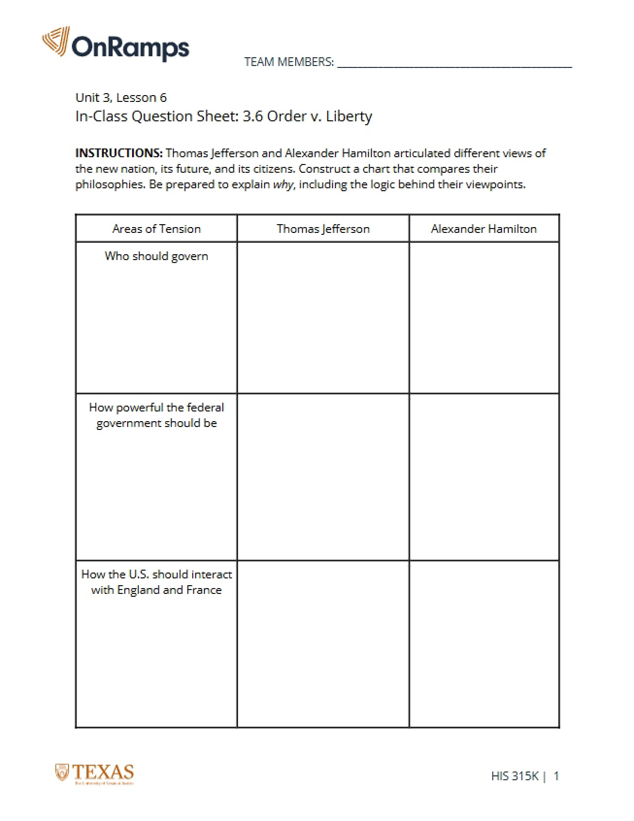 In-Class Question Sheet March 6 - Order vs. Liberty