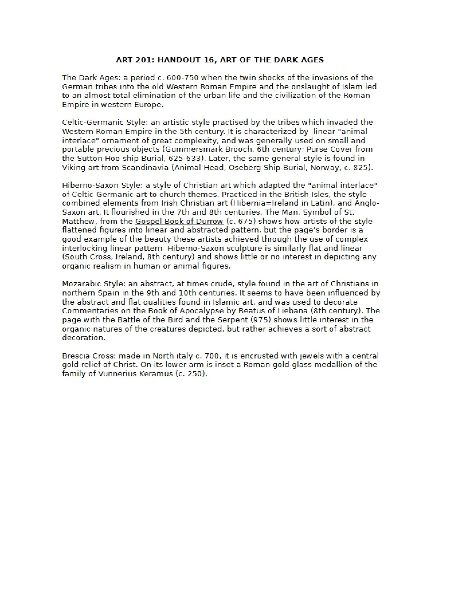 Dark Ages Art Handout Sixteen