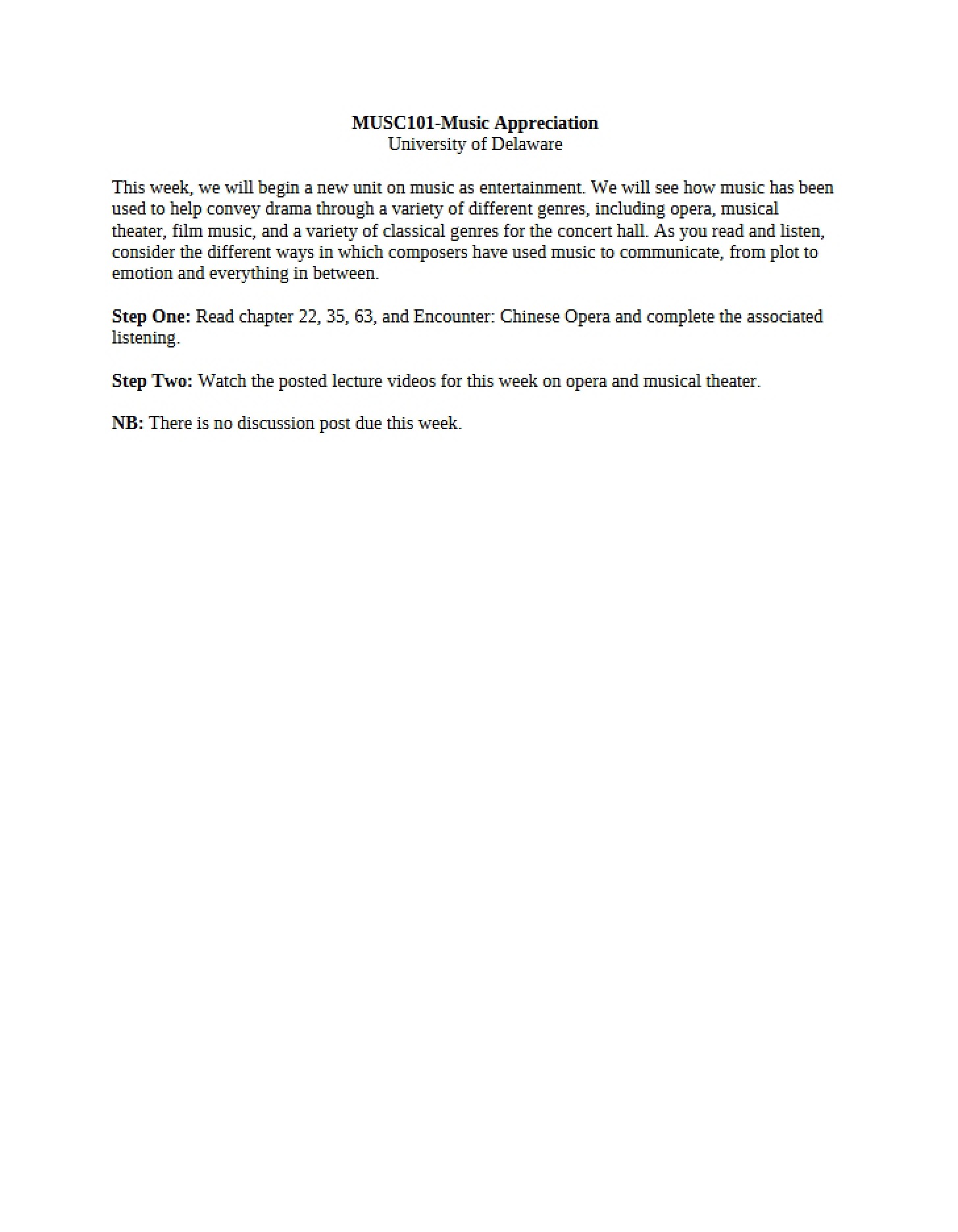 Directions for Week Five (MUSC101)