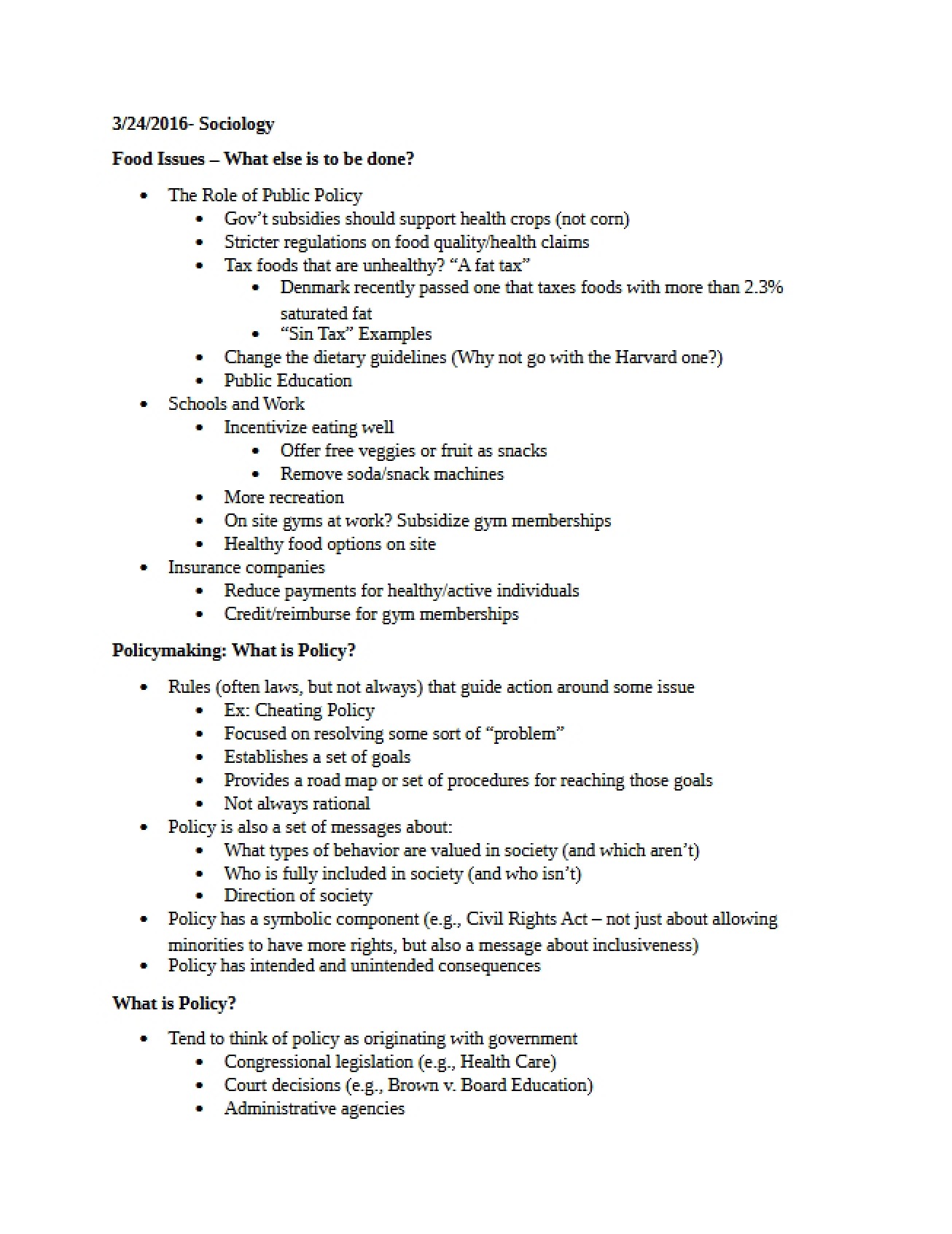 Sociology Notes from March 24