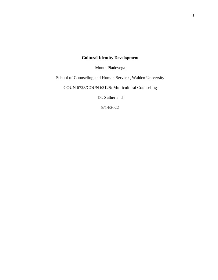 Cultural Identity Development and Self-Awareness