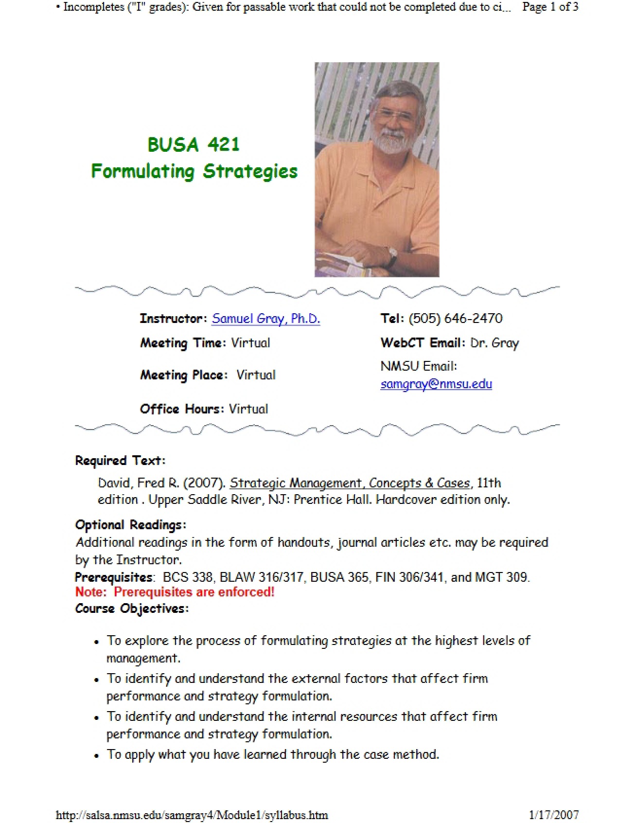 Formulation of Business Strategies