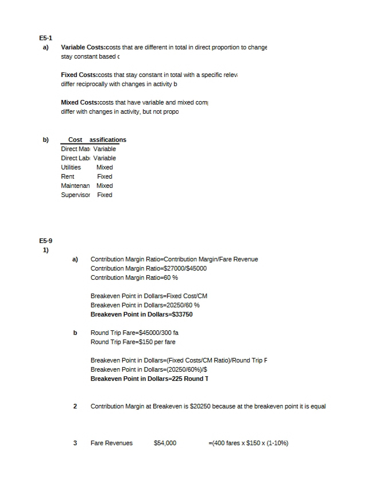 Exercise E5-1