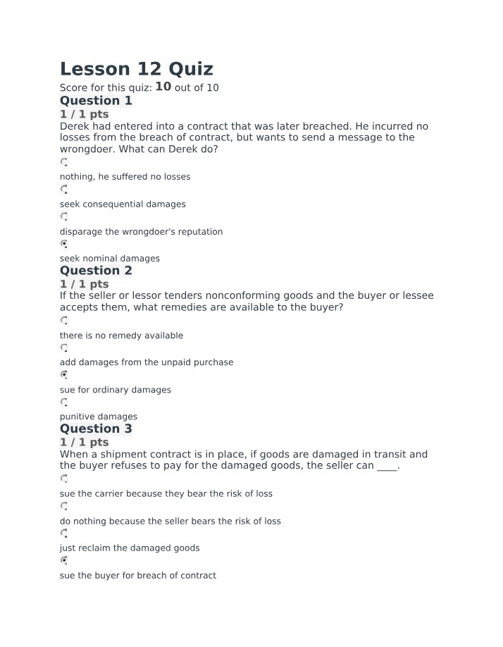 Quiz for Lesson 12