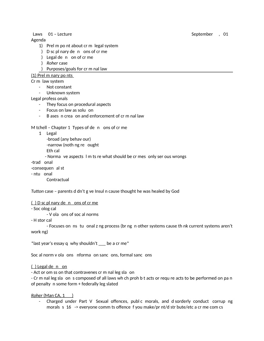 Criminal Justice System - Lecture 3