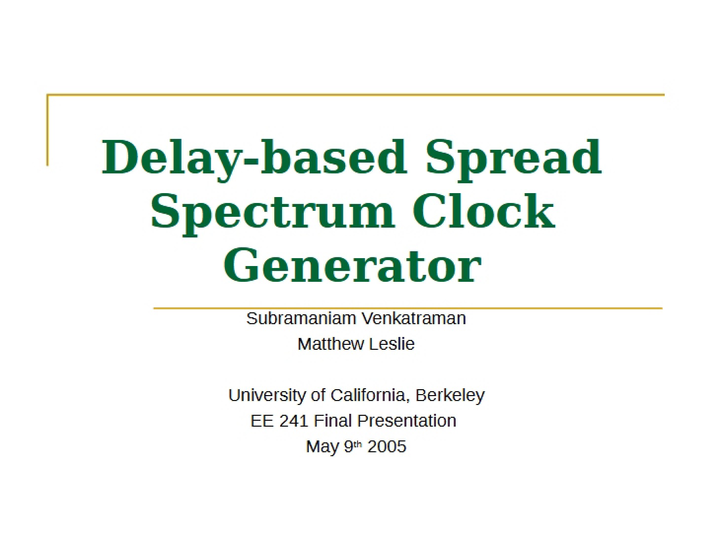 Spread Spectrum Clock Generator (Delay-Based)