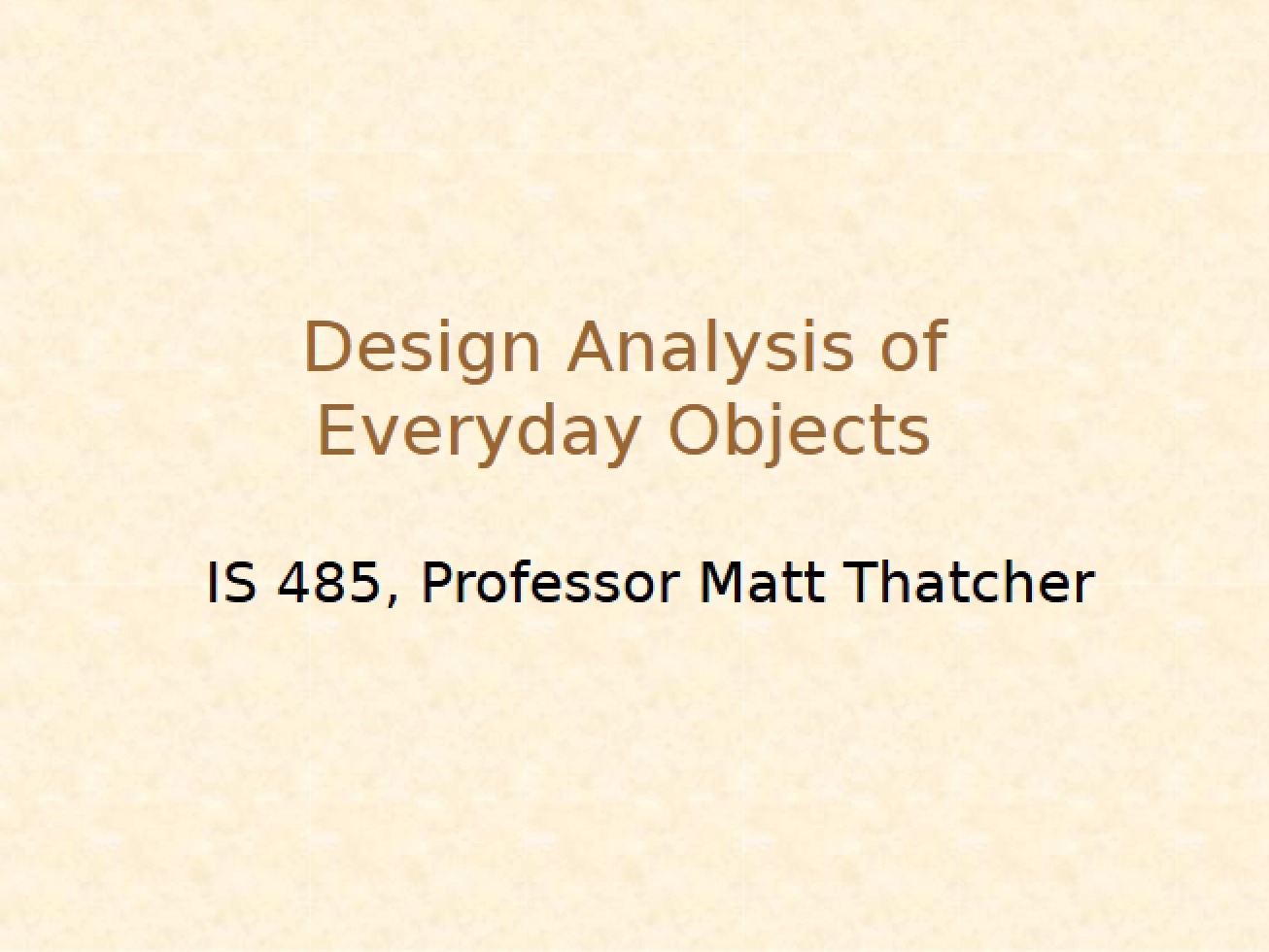 Everyday Object Design Analysis