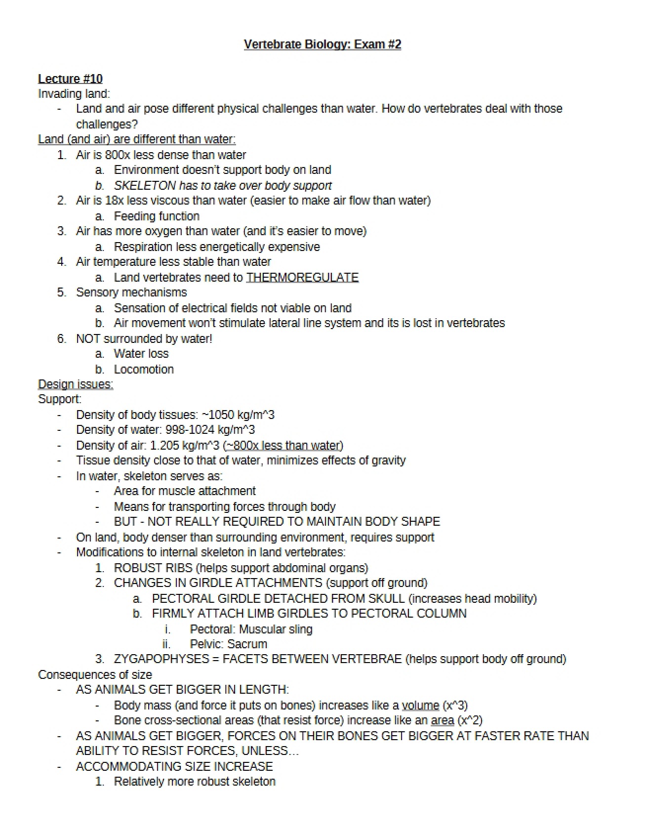 Exam Two Vertebrate Biology