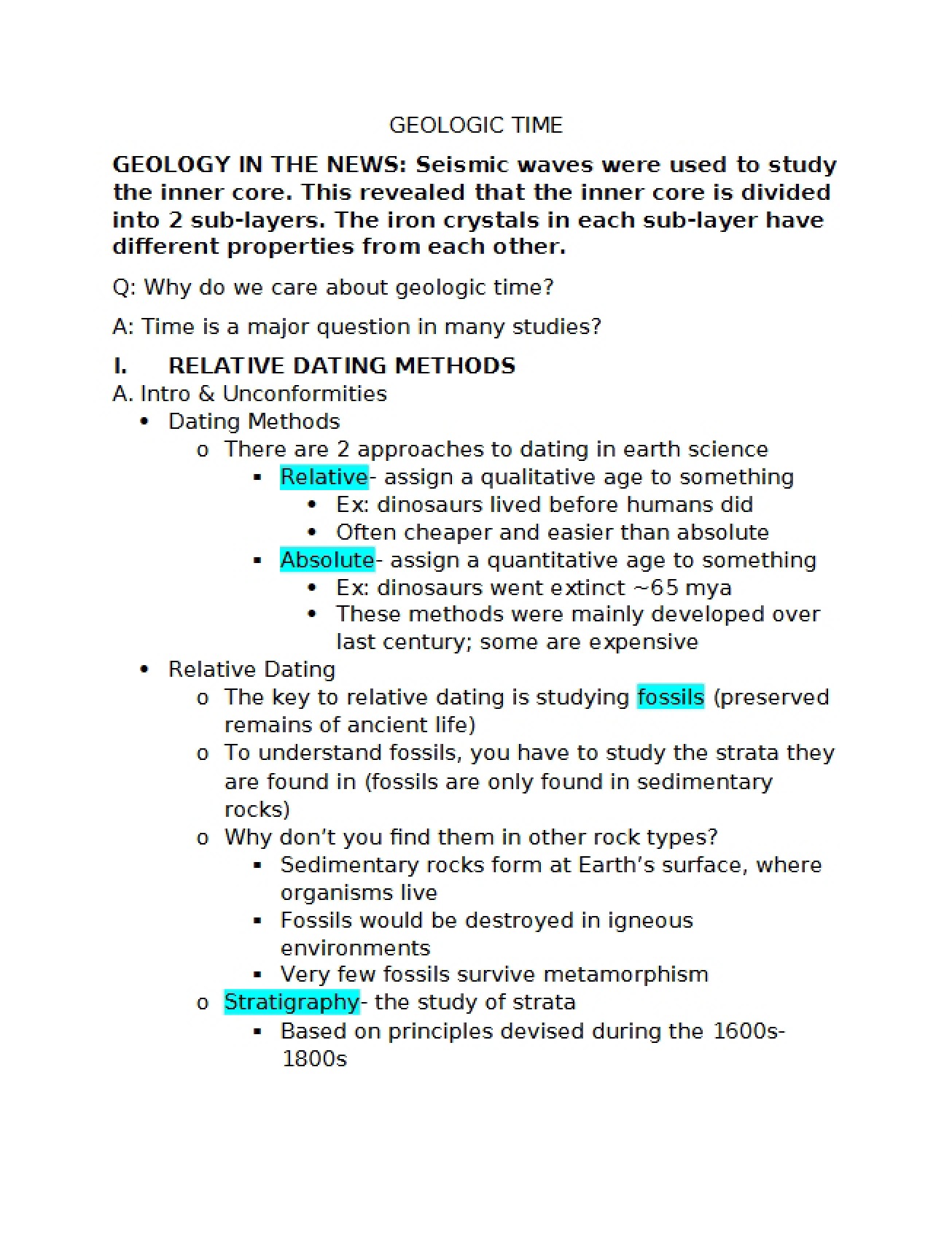 Time in Geology Part One