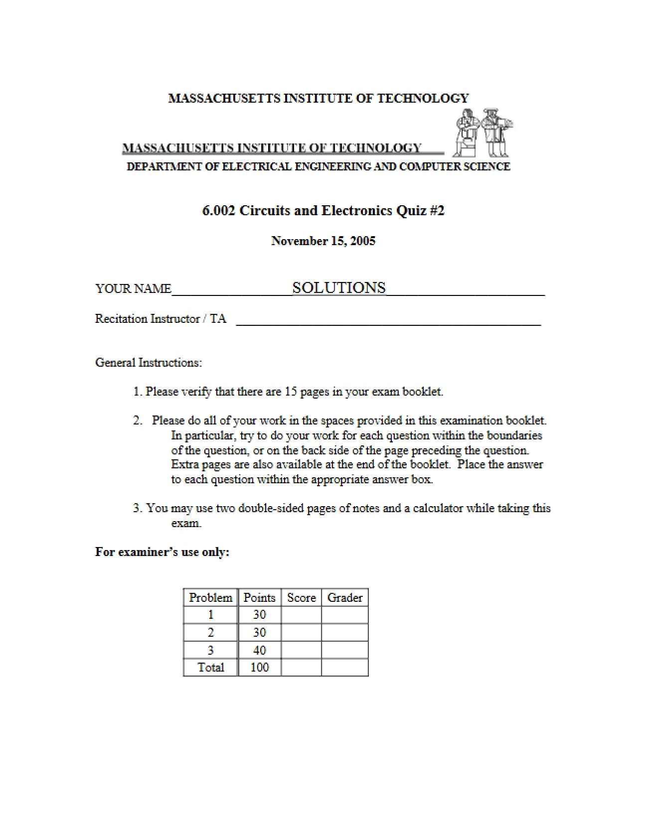 Guide for Study: Circuits