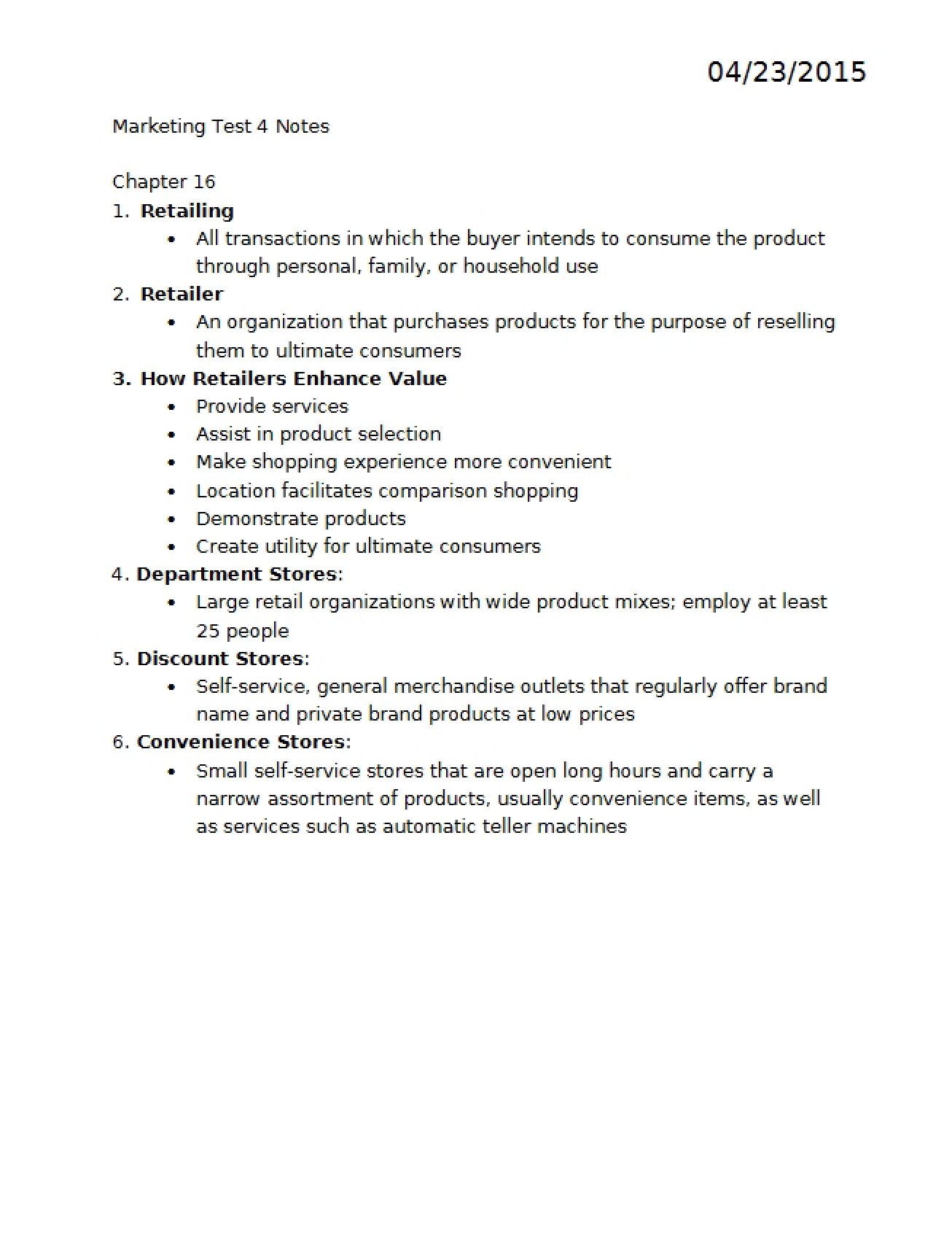Marketing Test Four