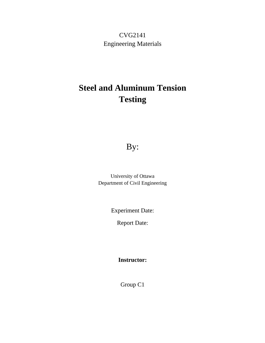 Tension Testing of Steel and Aluminum