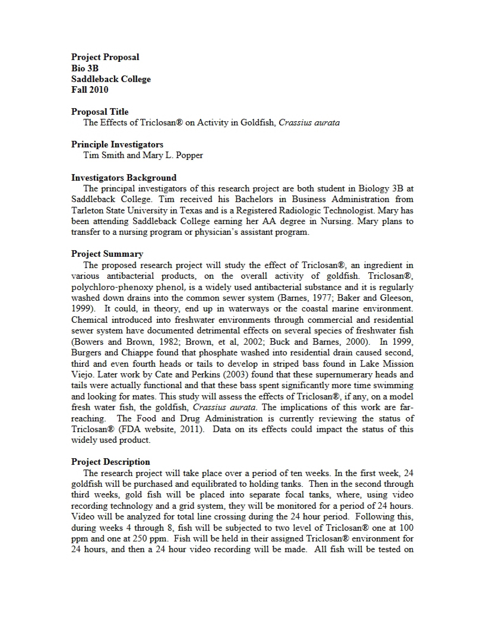 Biology Project Proposal