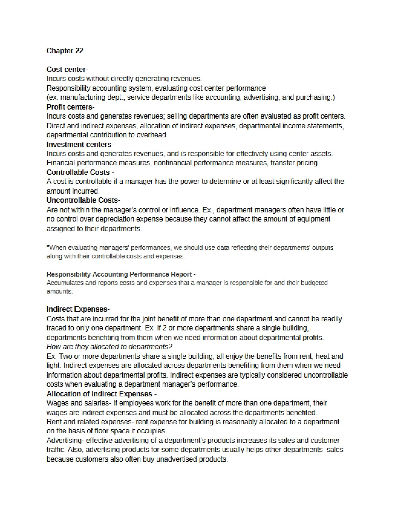 Accounting Principles II Chapter Twenty-Two