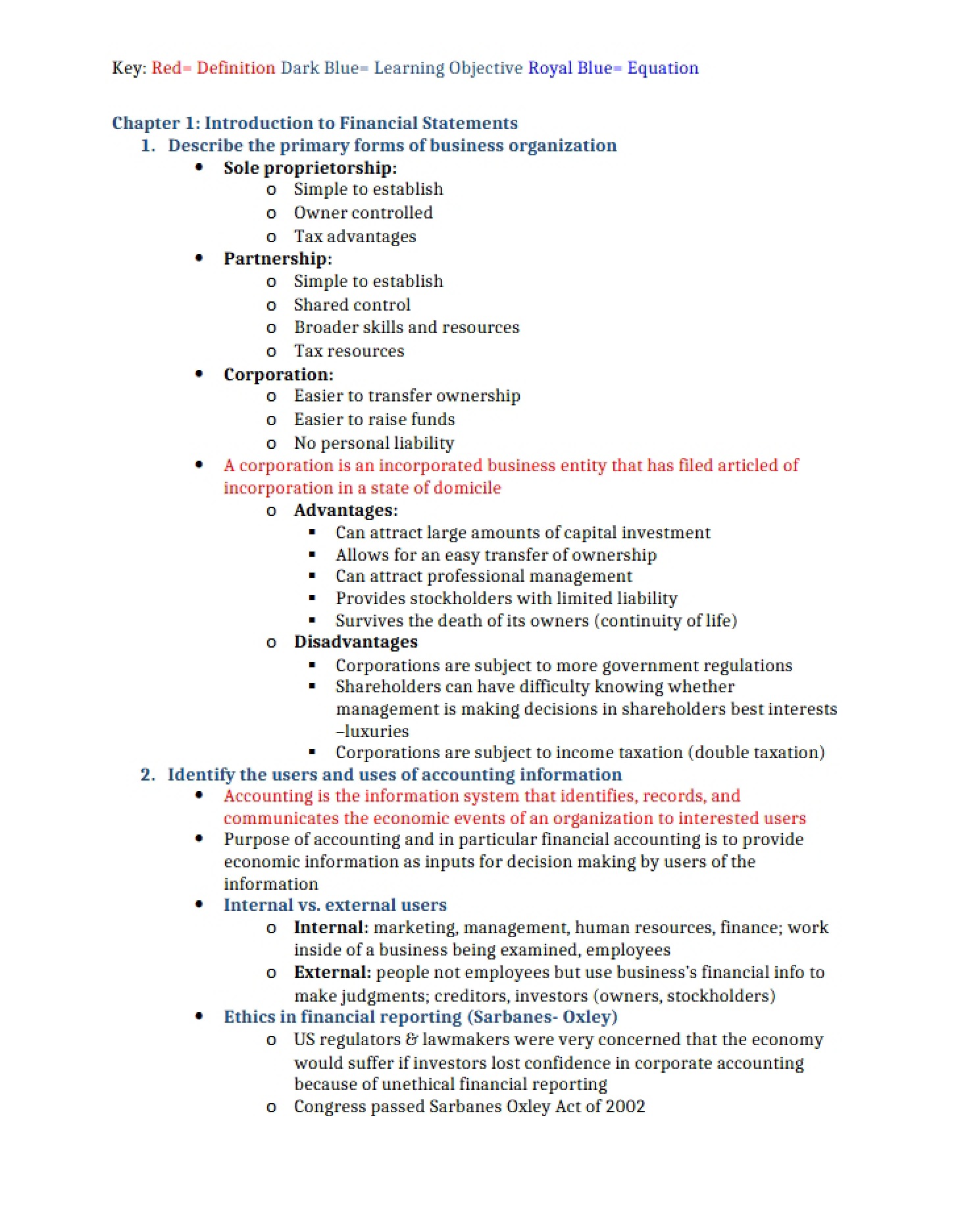 First Chapter Financial Statement Intro
