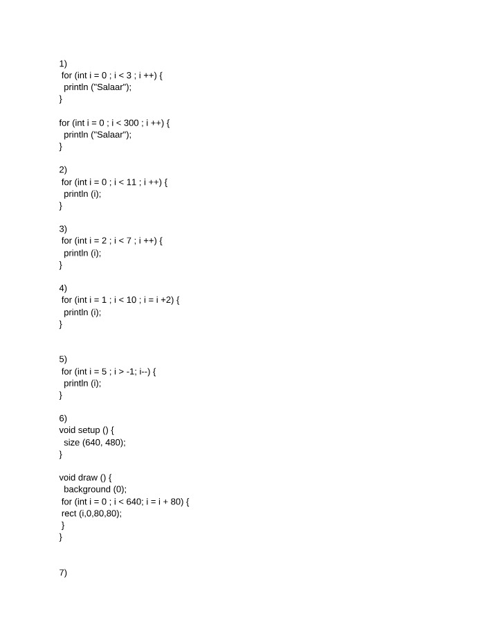 Questions on For Loops