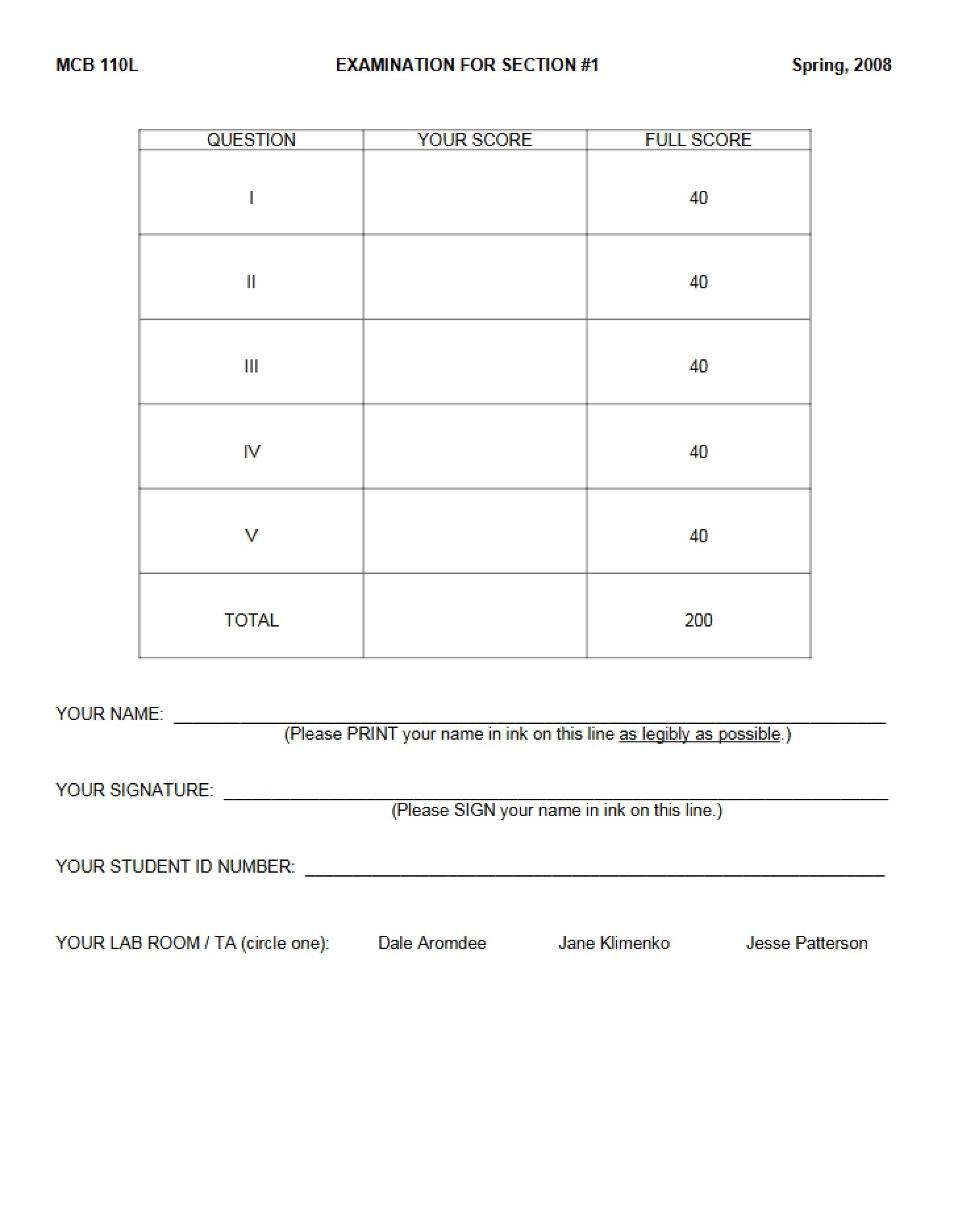 Mid-Semester Test