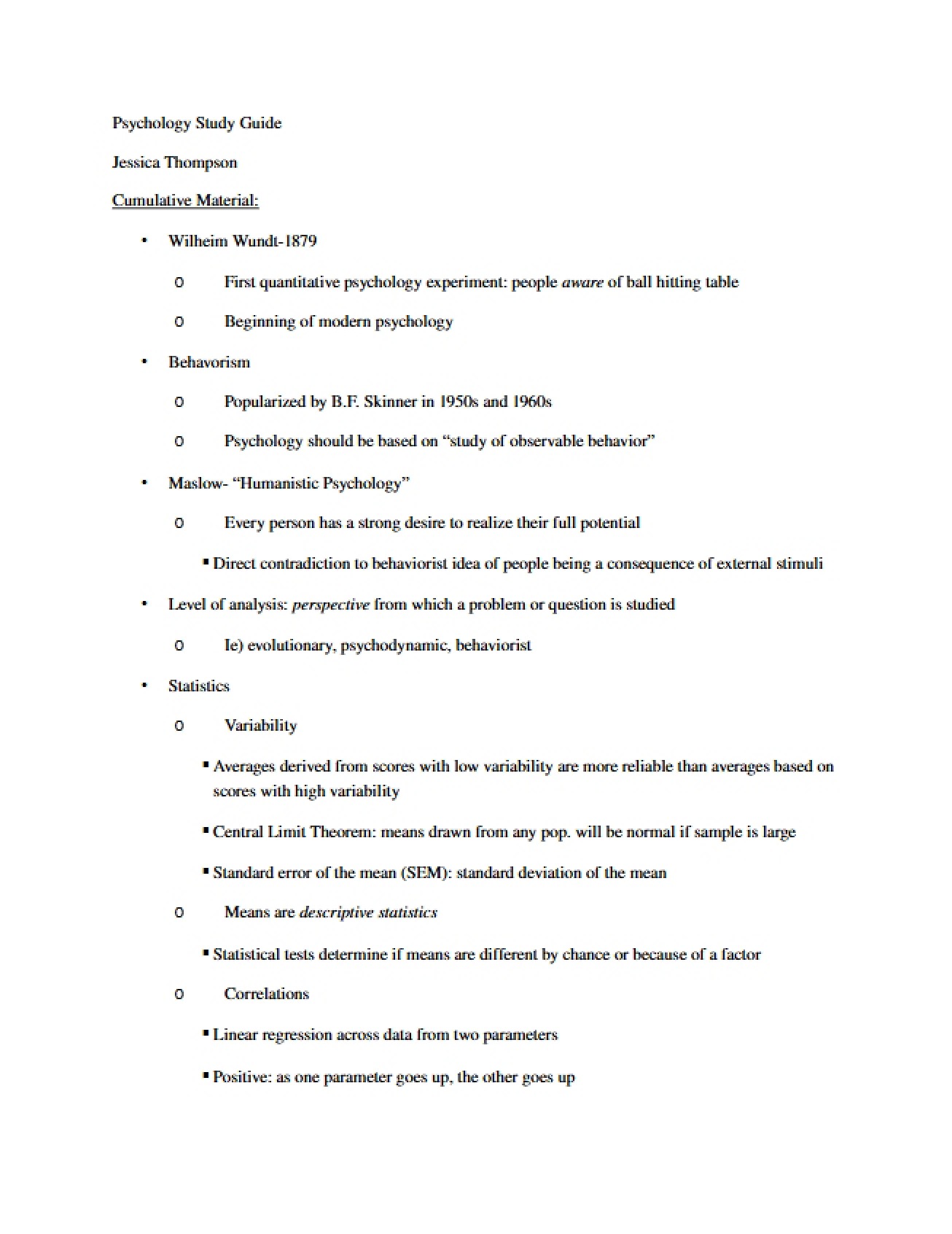 Psychology Foundations Study Guide
