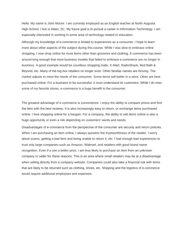 Unit I - Discussion Board