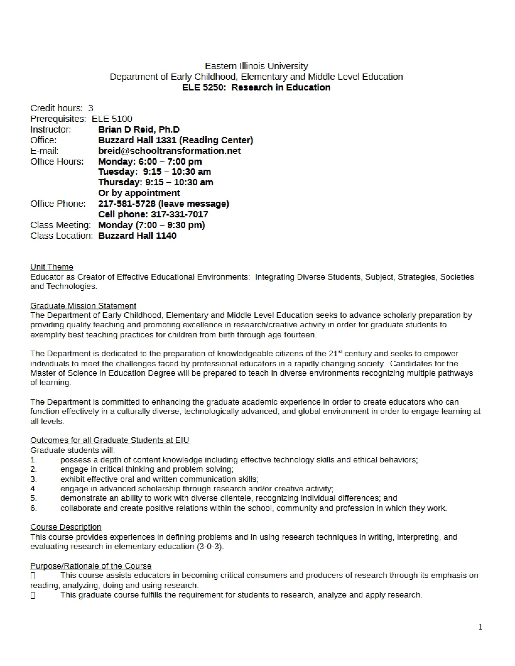 Syllabus - Introduction to Research in Education