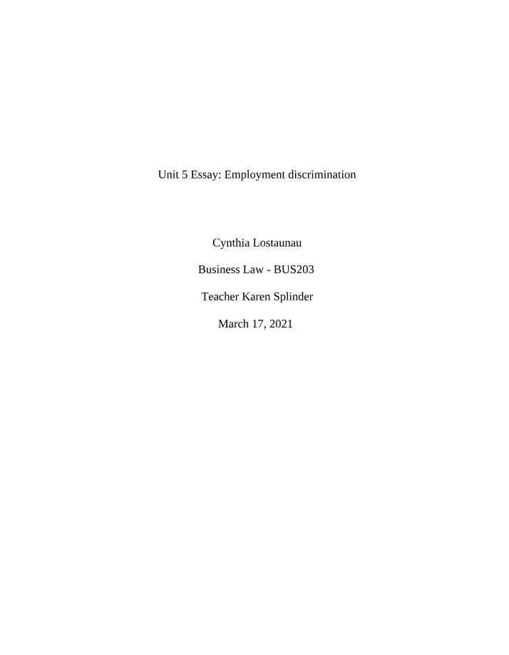Essay for Unit 5