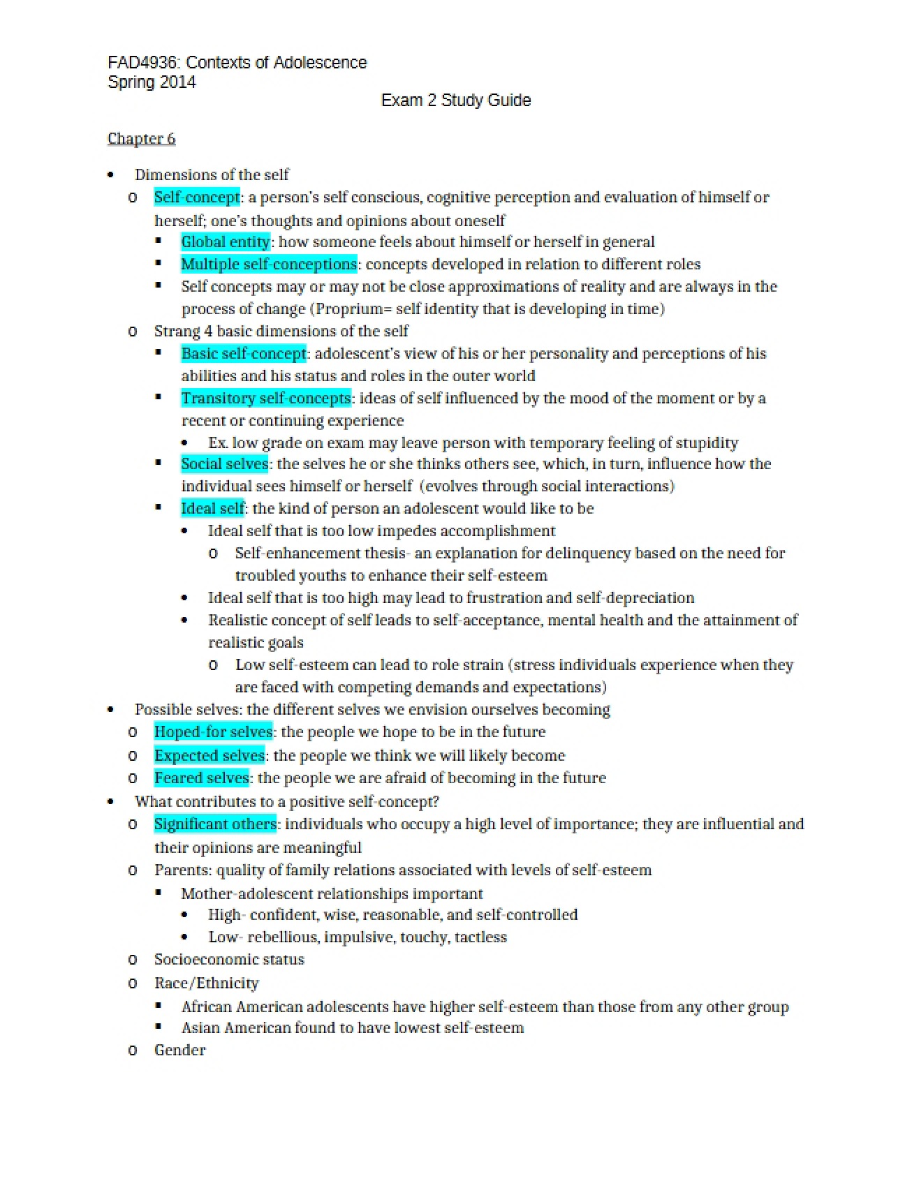 Second Exam Preparation for Special Topics