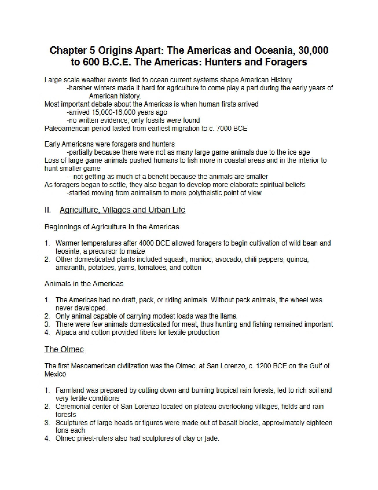 World History to 1500 Lecture Notes