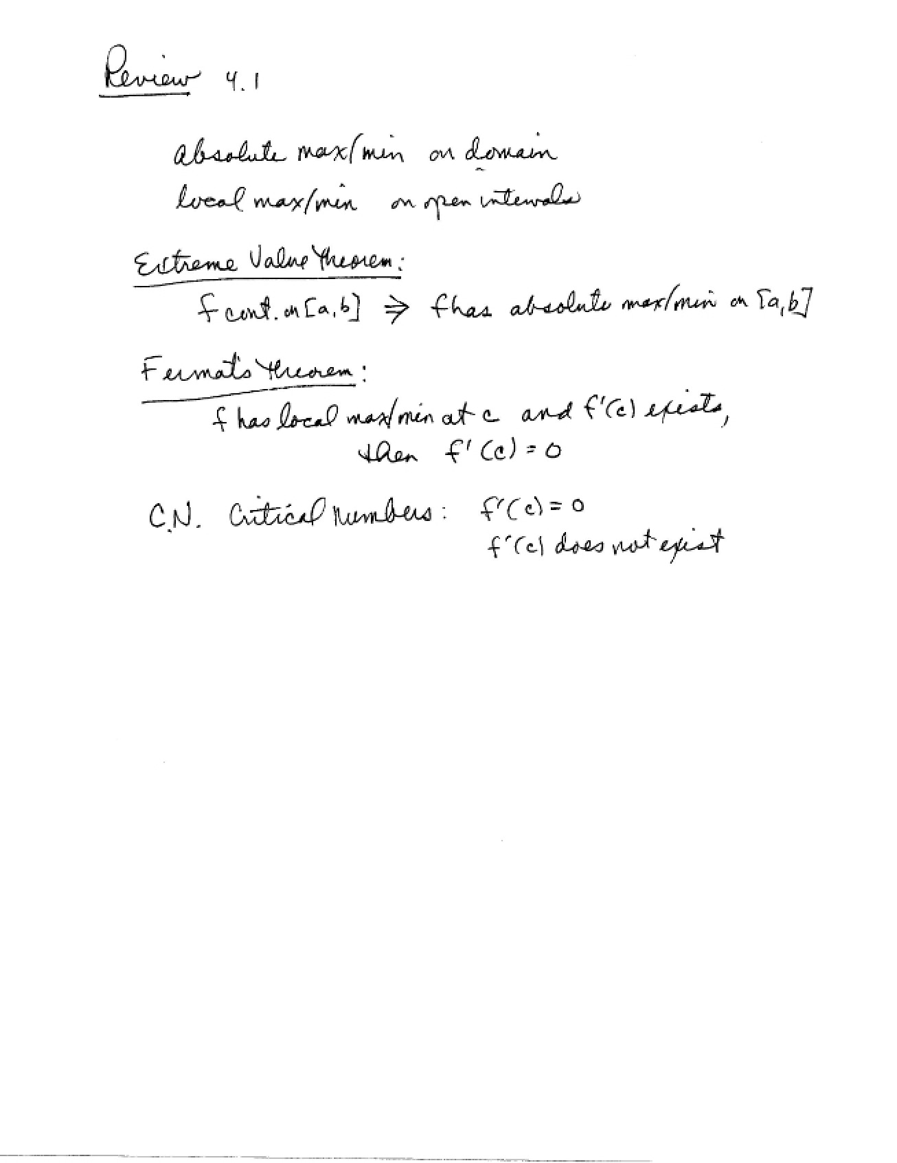 Calculus I Section 4-2