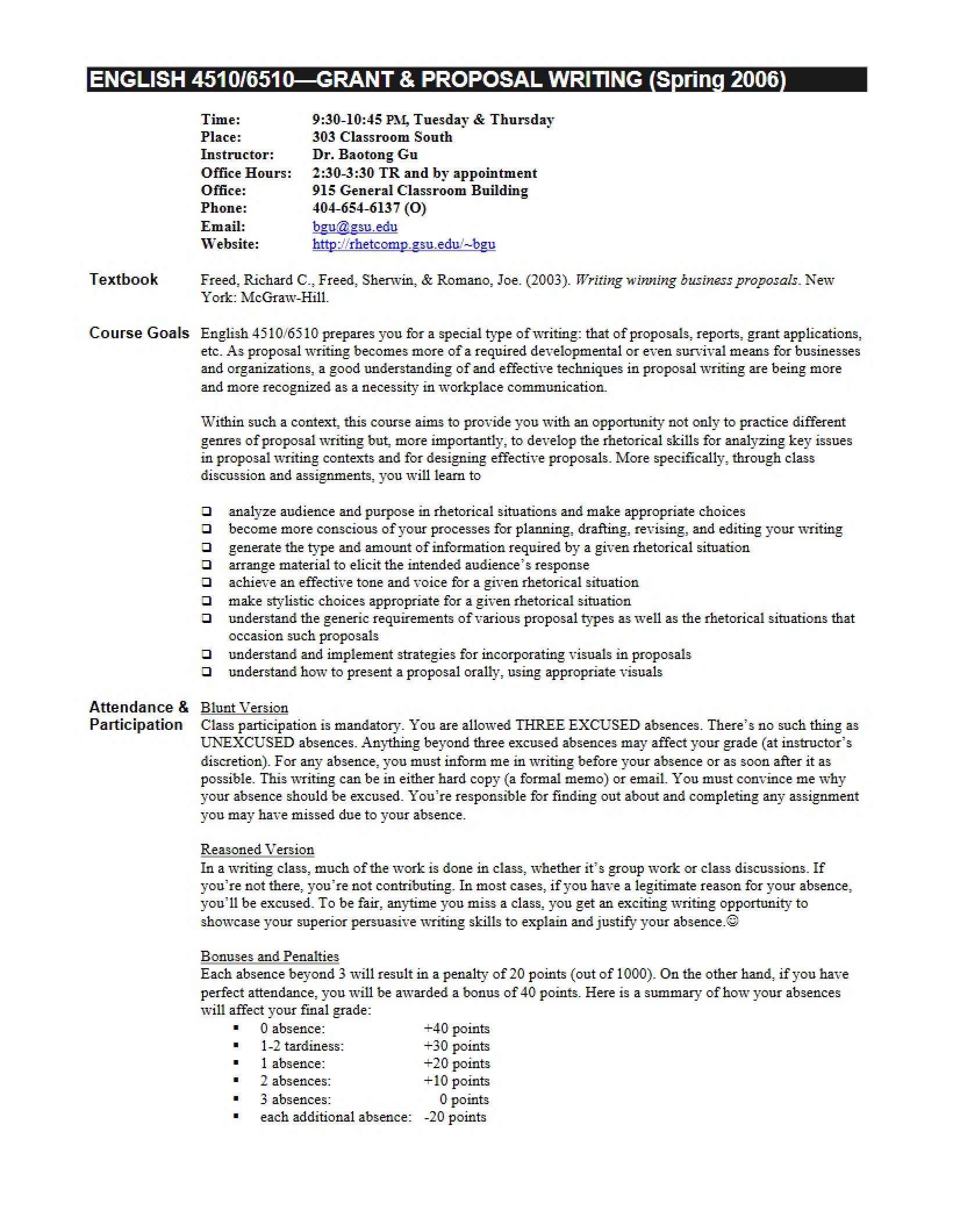 Grant Writing Syllabus Spring 2006