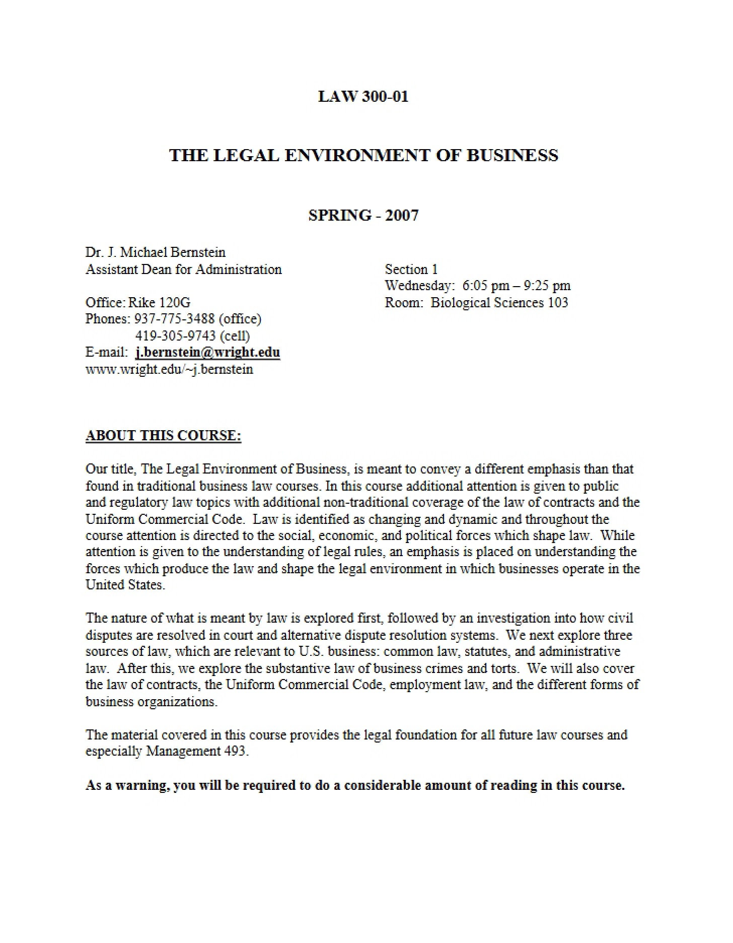 Syllabus (LAW 300)