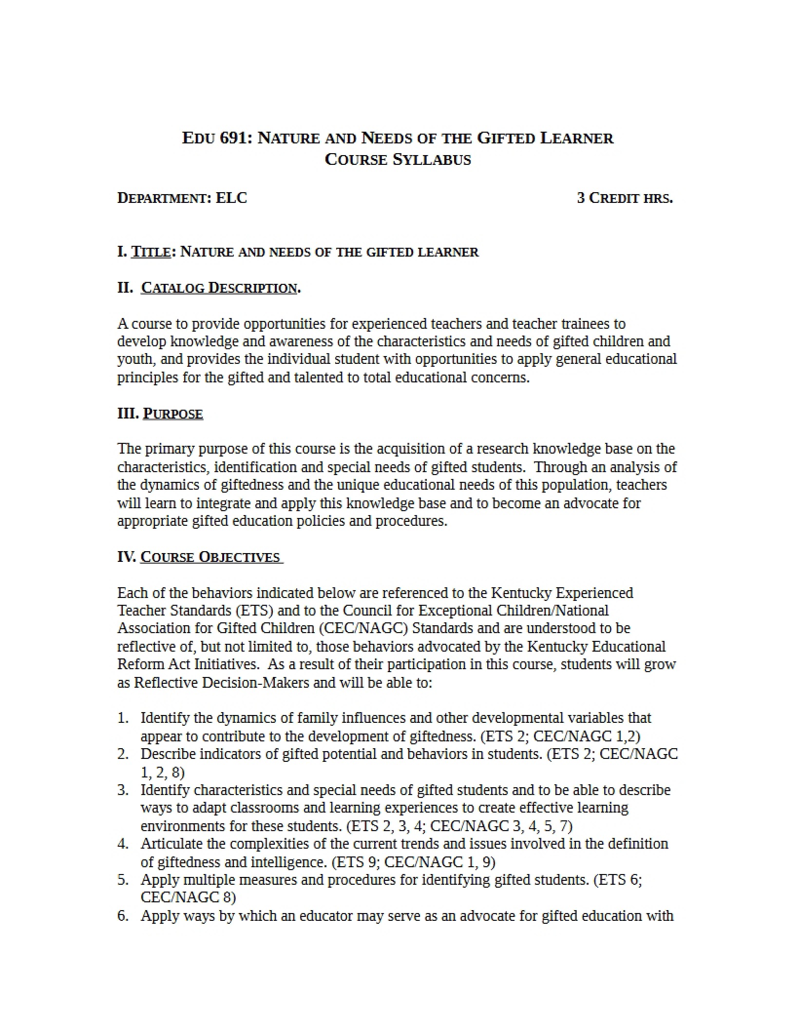 Syllabus - 4 Pages