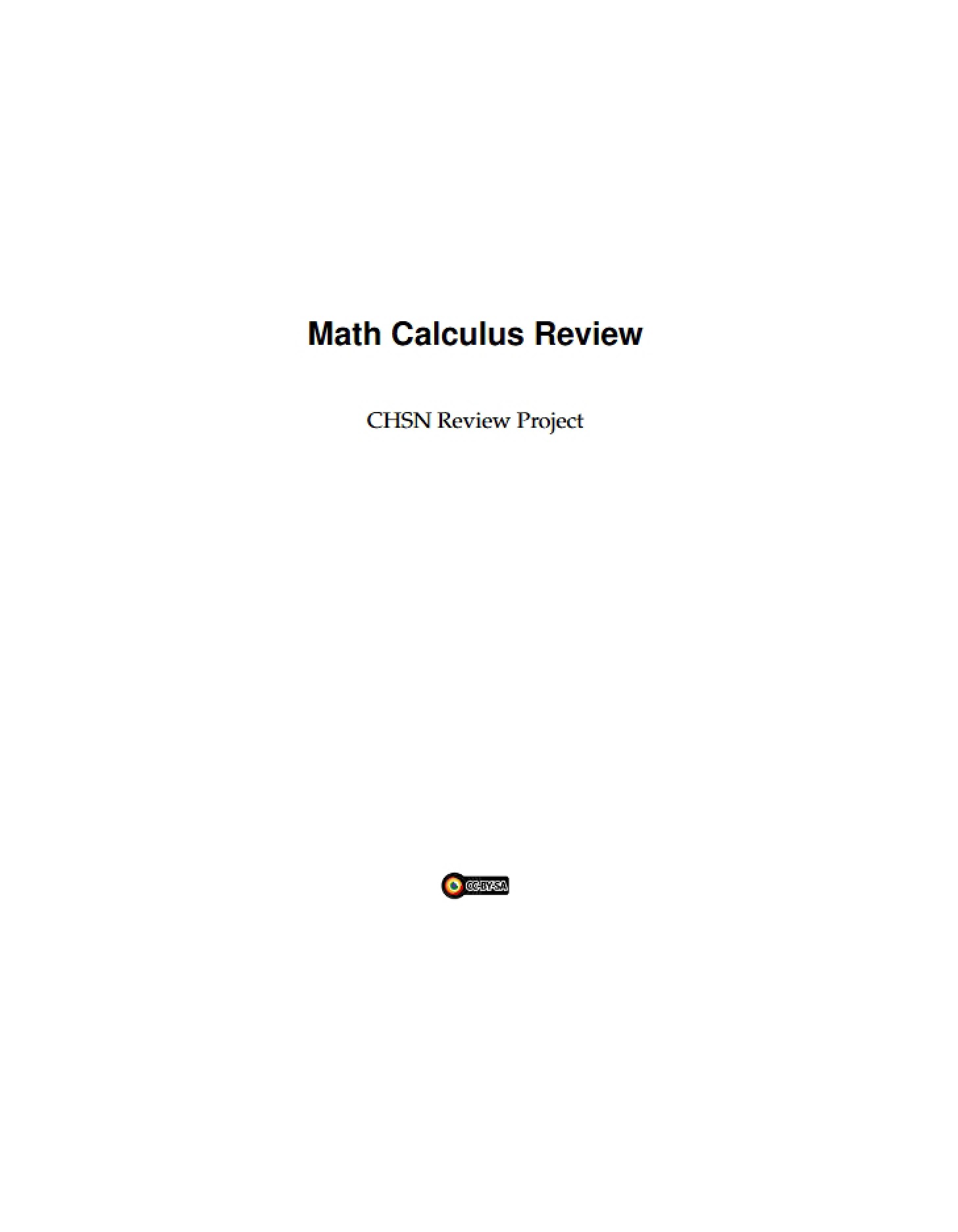 Calculus Course Review